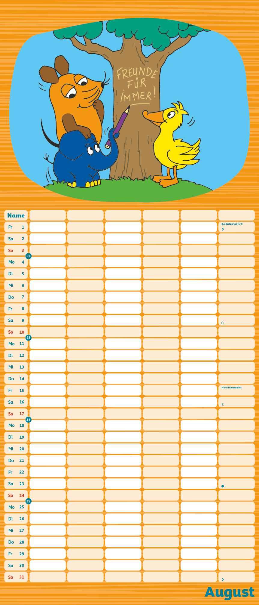 Die Maus 2025 - DUMONT Mega-Familienkalender mit 6 Spalten - Familienplaner mit 2 Stundenplänen und Ferientabelle - Hochformat 30,0 x 70,0 cm