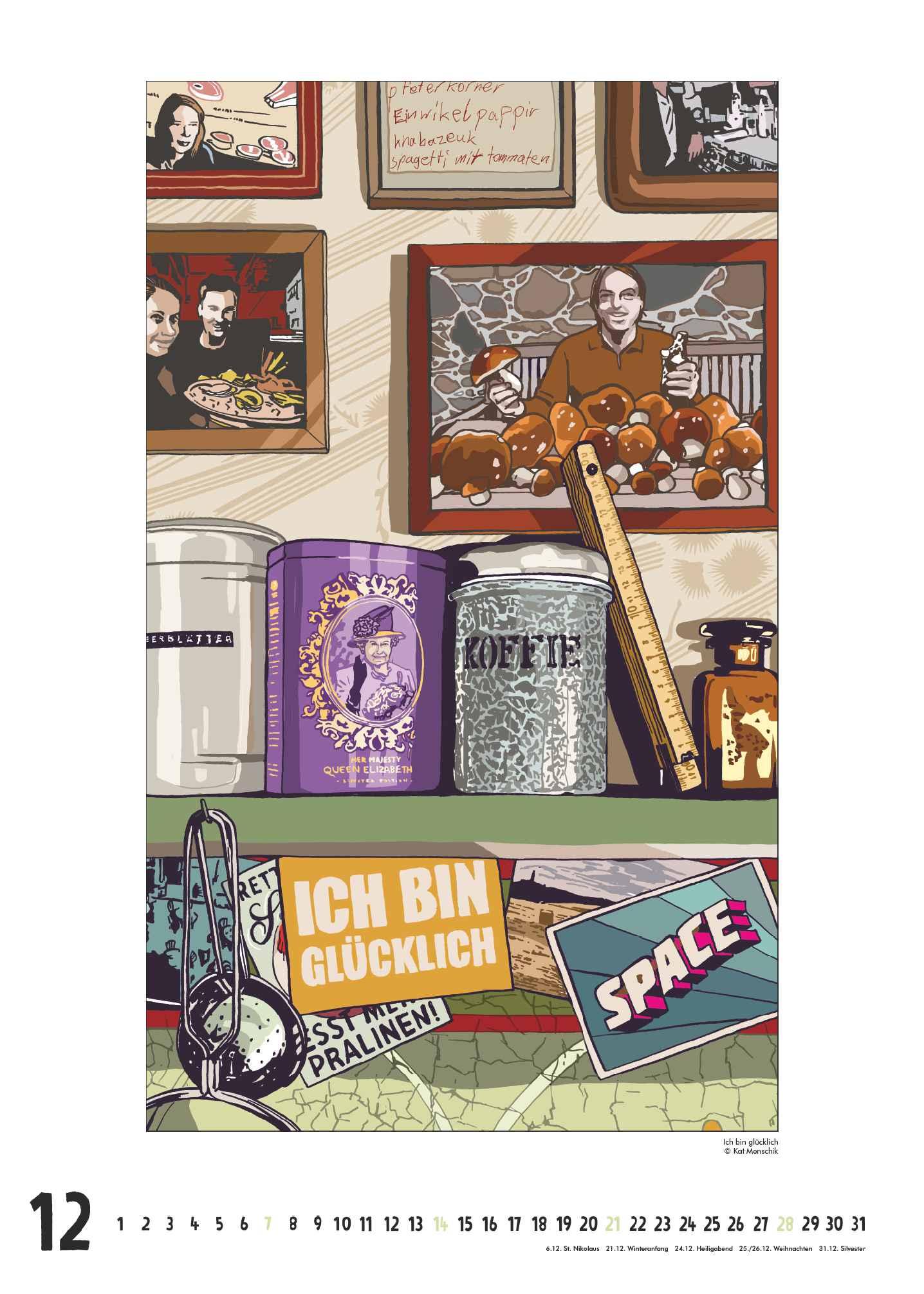 Kat Menschik: Daheim - Posterkalender mit Illustrationen 2025 - Wand-Kalender von DUMONT - Format 50 x 70 cm