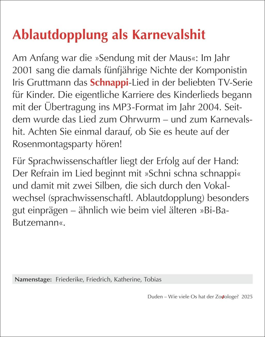 Duden Auf gut Deutsch - Wie viele Os hat der Zooologe? Tagesabreißkalender 2025 - Wegweiser durch die Tücken der deutschen Sprache