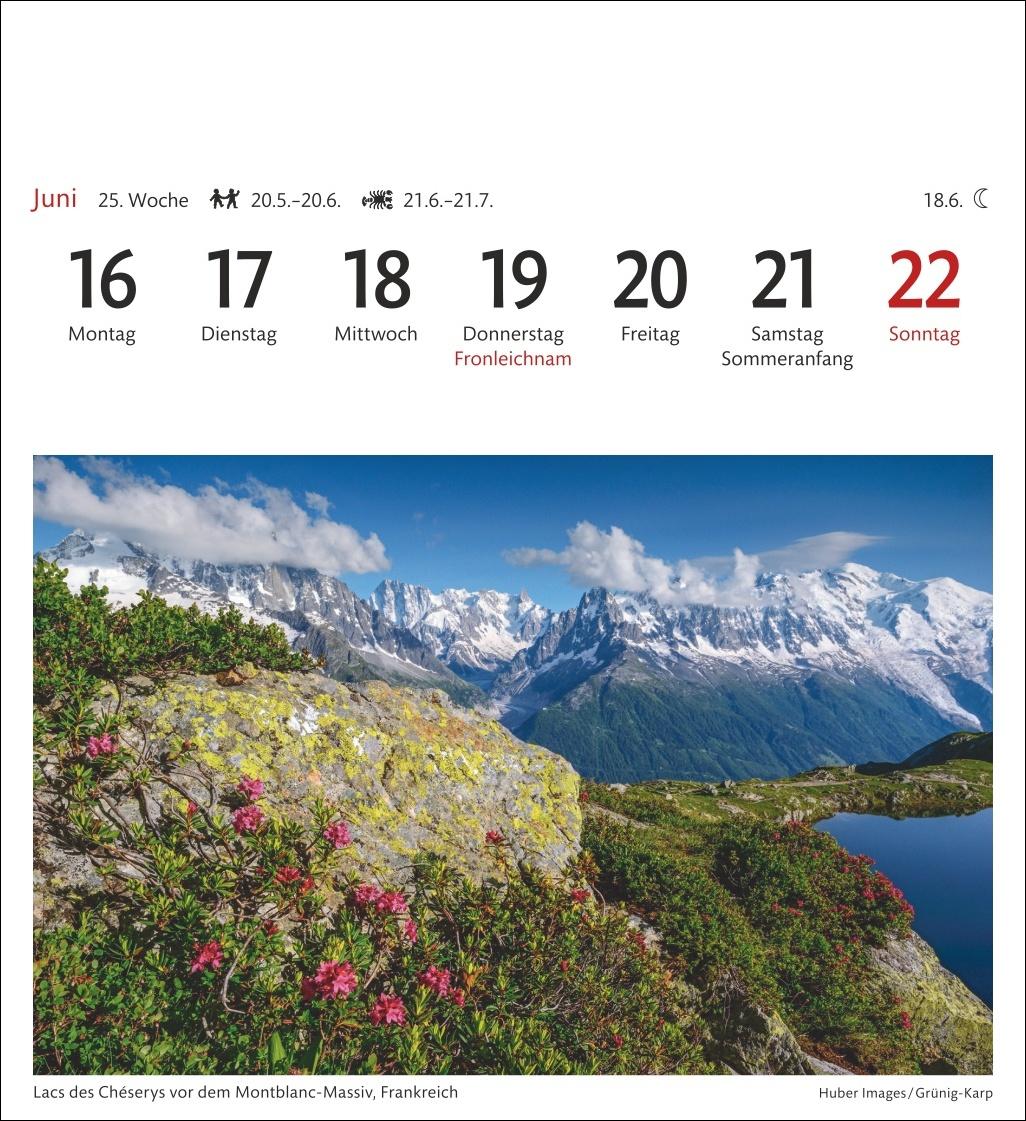 Alpen Sehnsuchtskalender 2025 - Wochenkalender mit 53 Postkarten