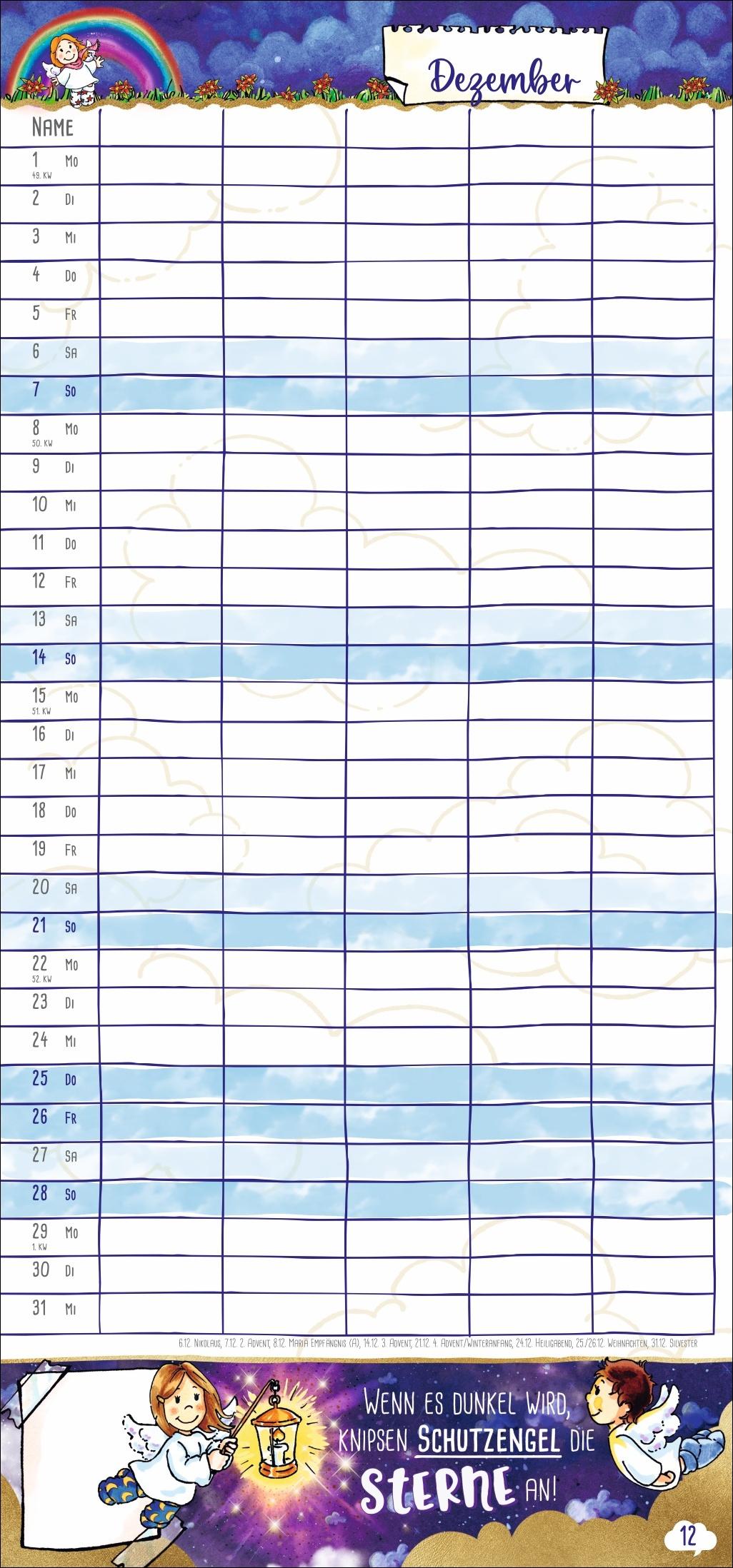 Schutzengel Familienplaner 2025