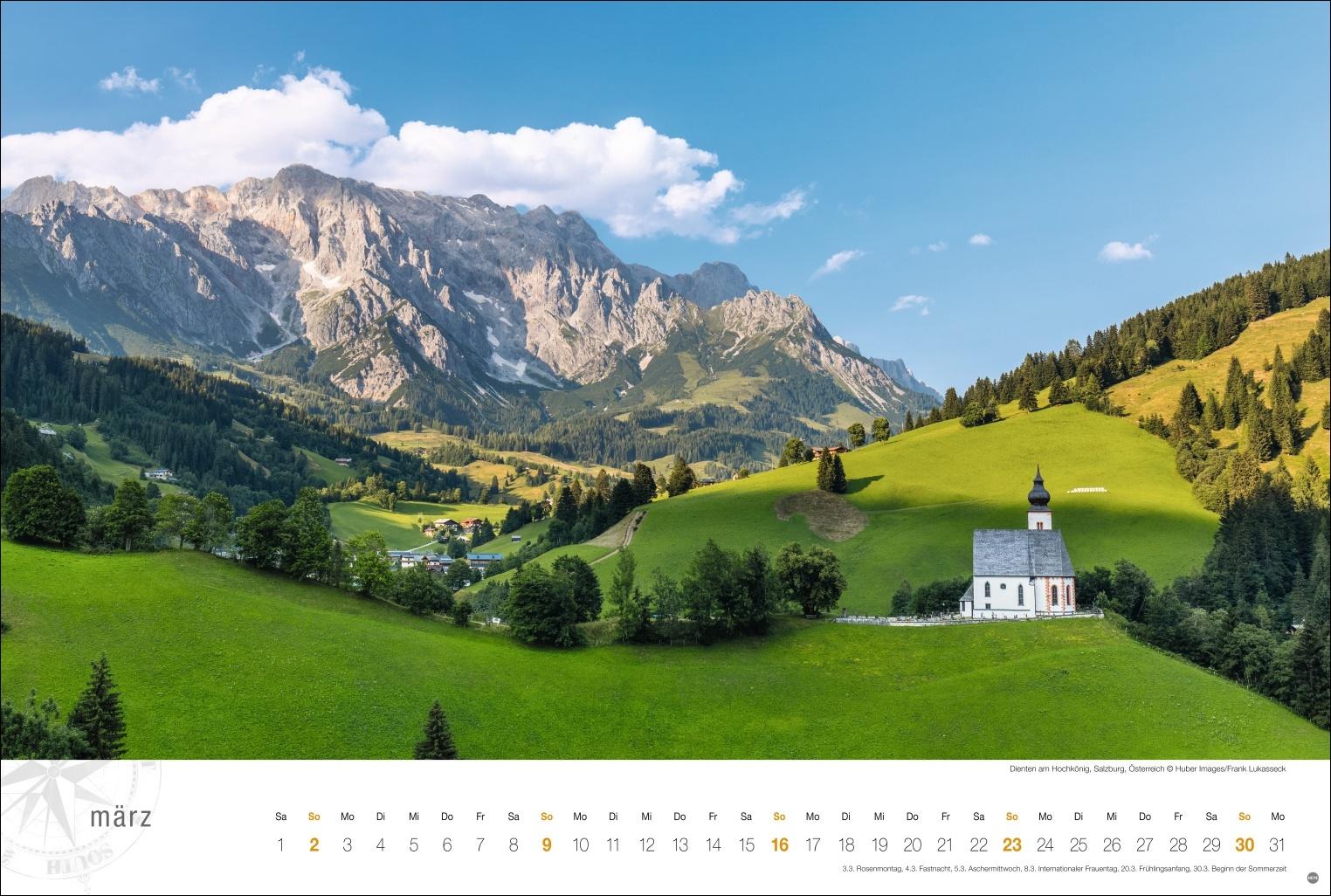 Österreich Globetrotter Kalender 2025 - Von weiter Bergwelt und klaren Seen