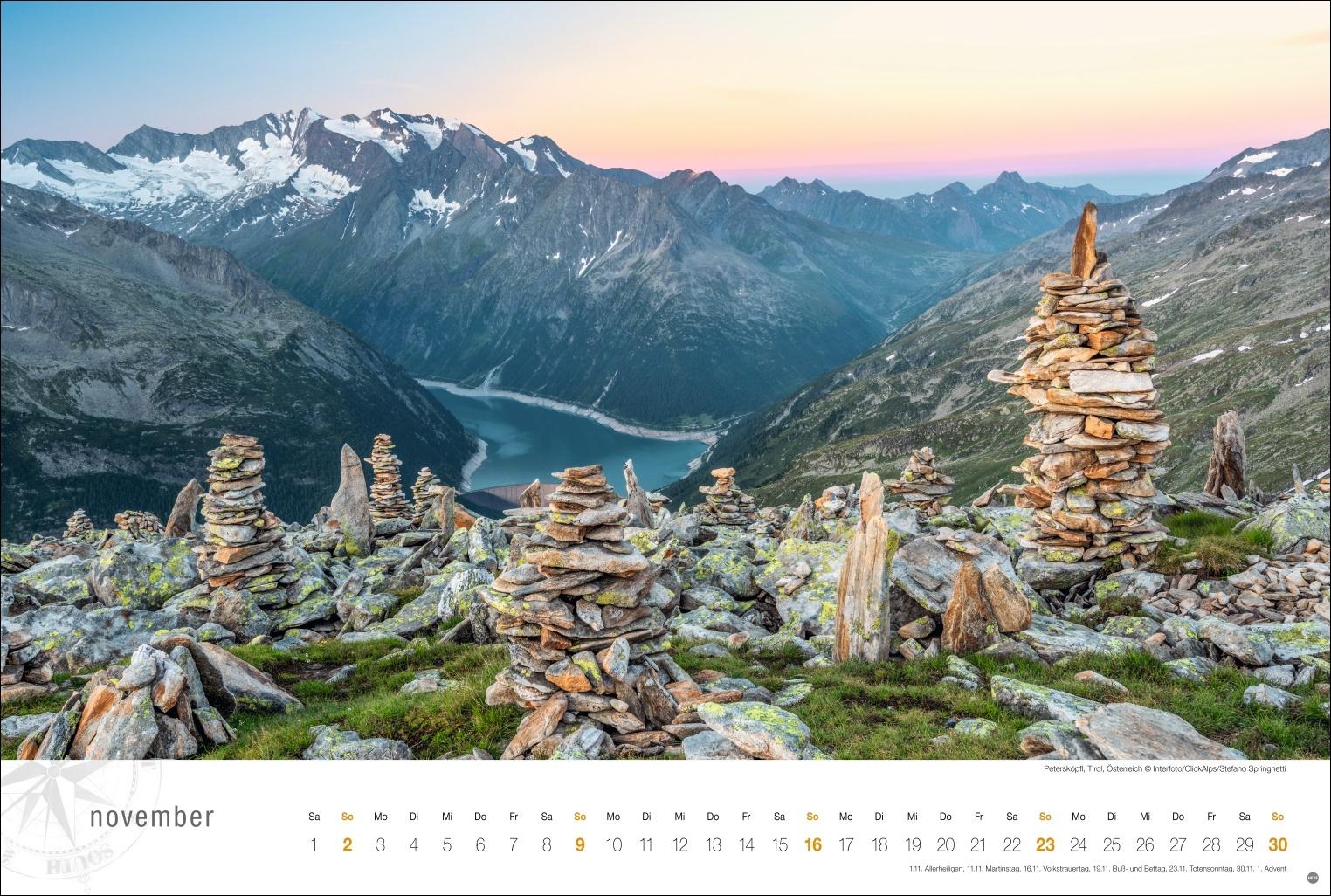 Österreich Globetrotter Kalender 2025 - Von weiter Bergwelt und klaren Seen