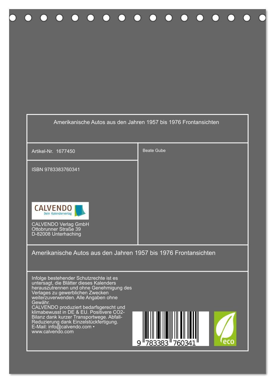Amerikanische Autos aus den Jahren 1957 bis 1976 Frontansichten (Tischkalender 2025 DIN A5 hoch), CALVENDO Monatskalender