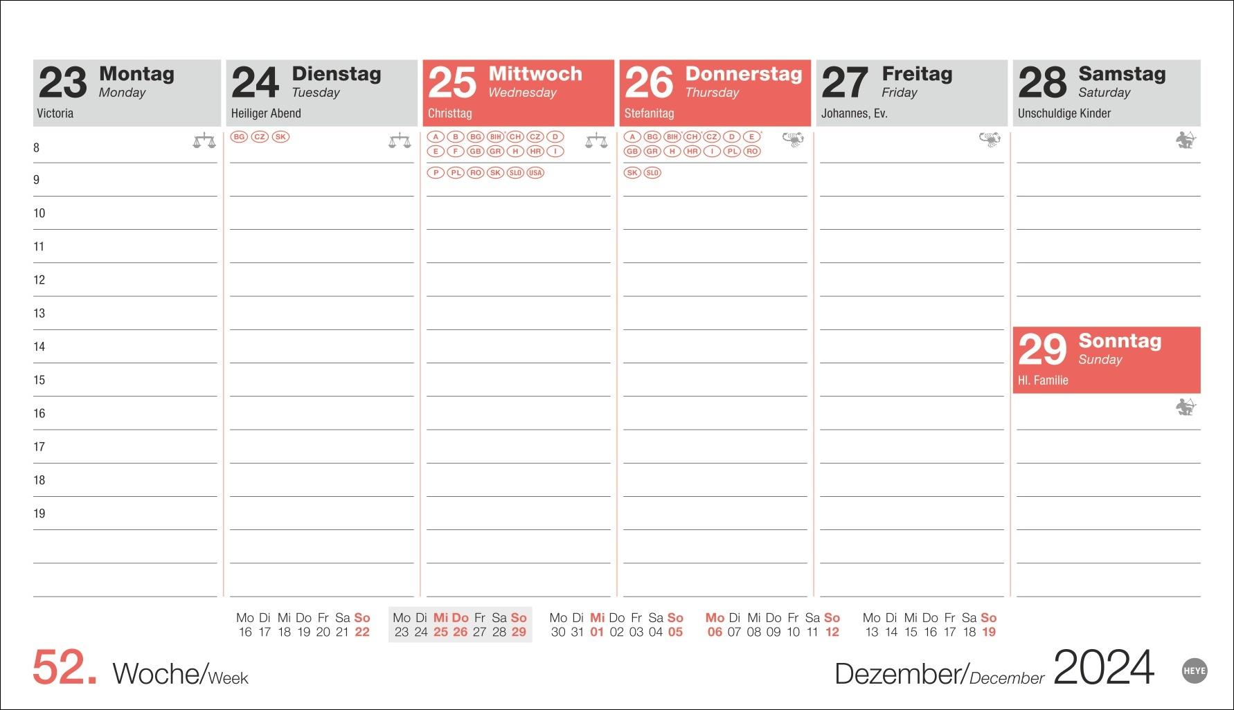 Schreibtischkalender Österreich klein 2025