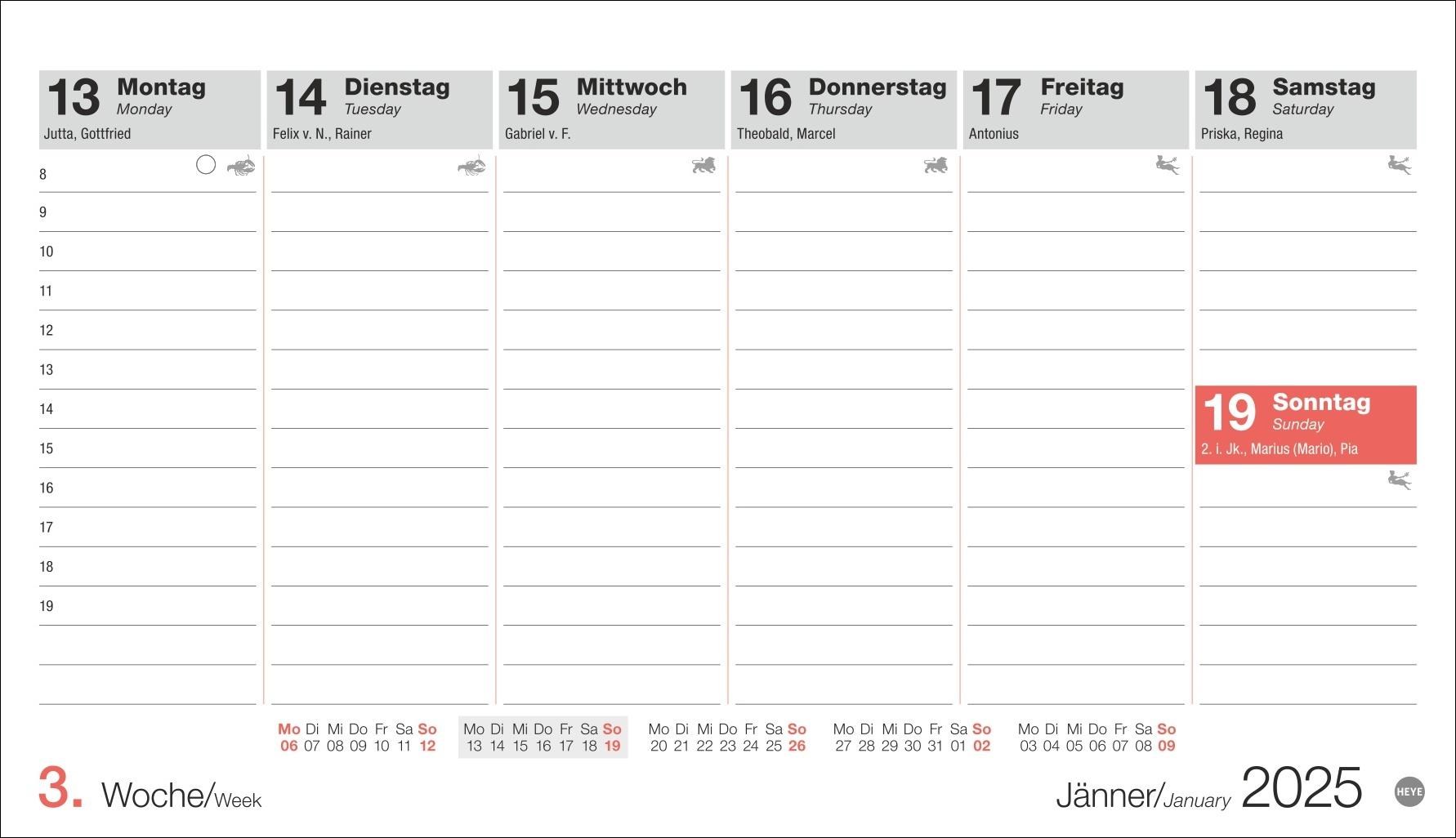 Schreibtischkalender Österreich klein 2025