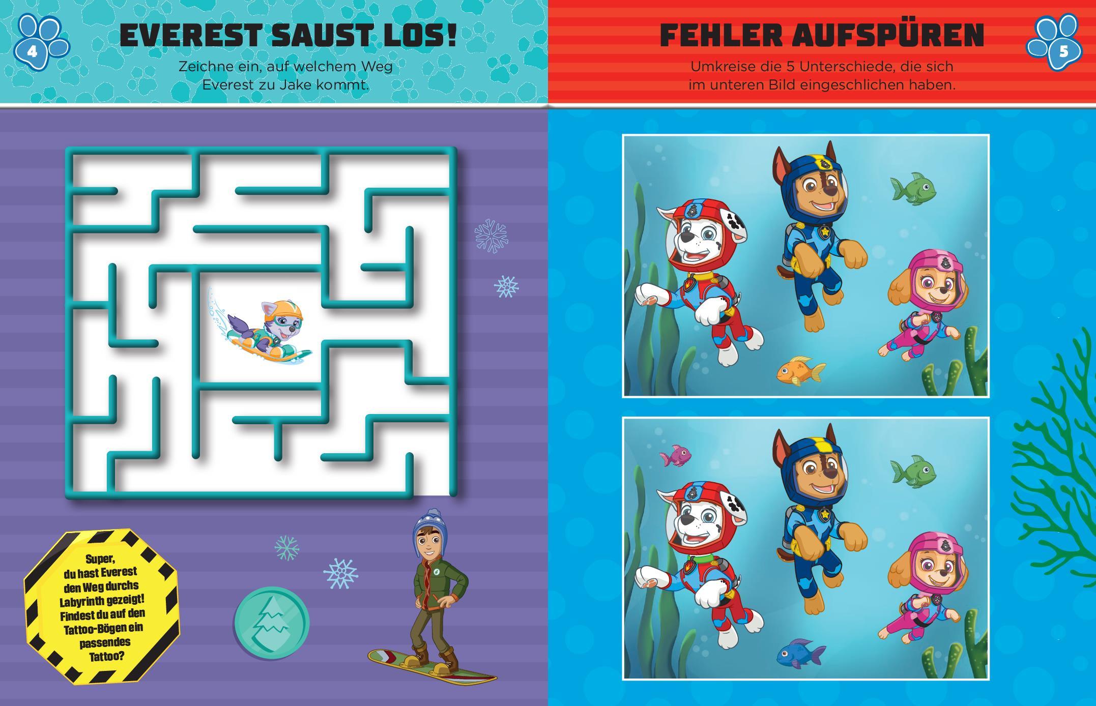 PAW Patrol Mein Rätselbuch mit 40 Tattoos