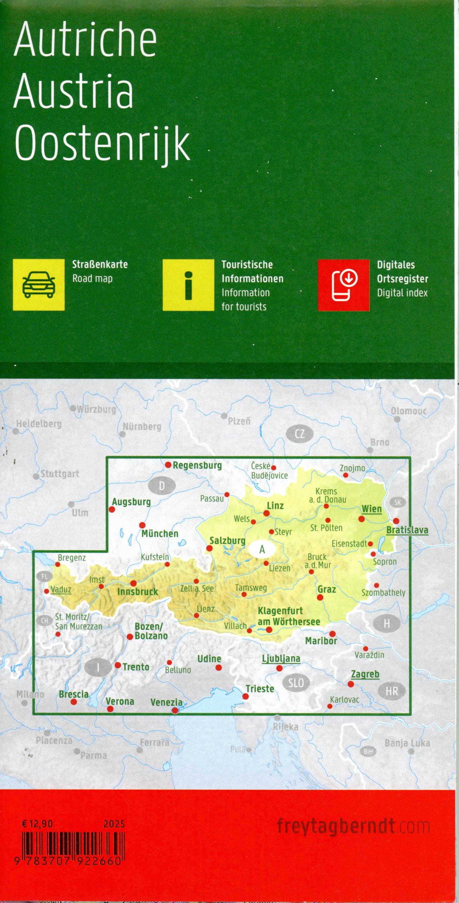 Österreich, Straßenkarte 1:500.000, freytag & berndt