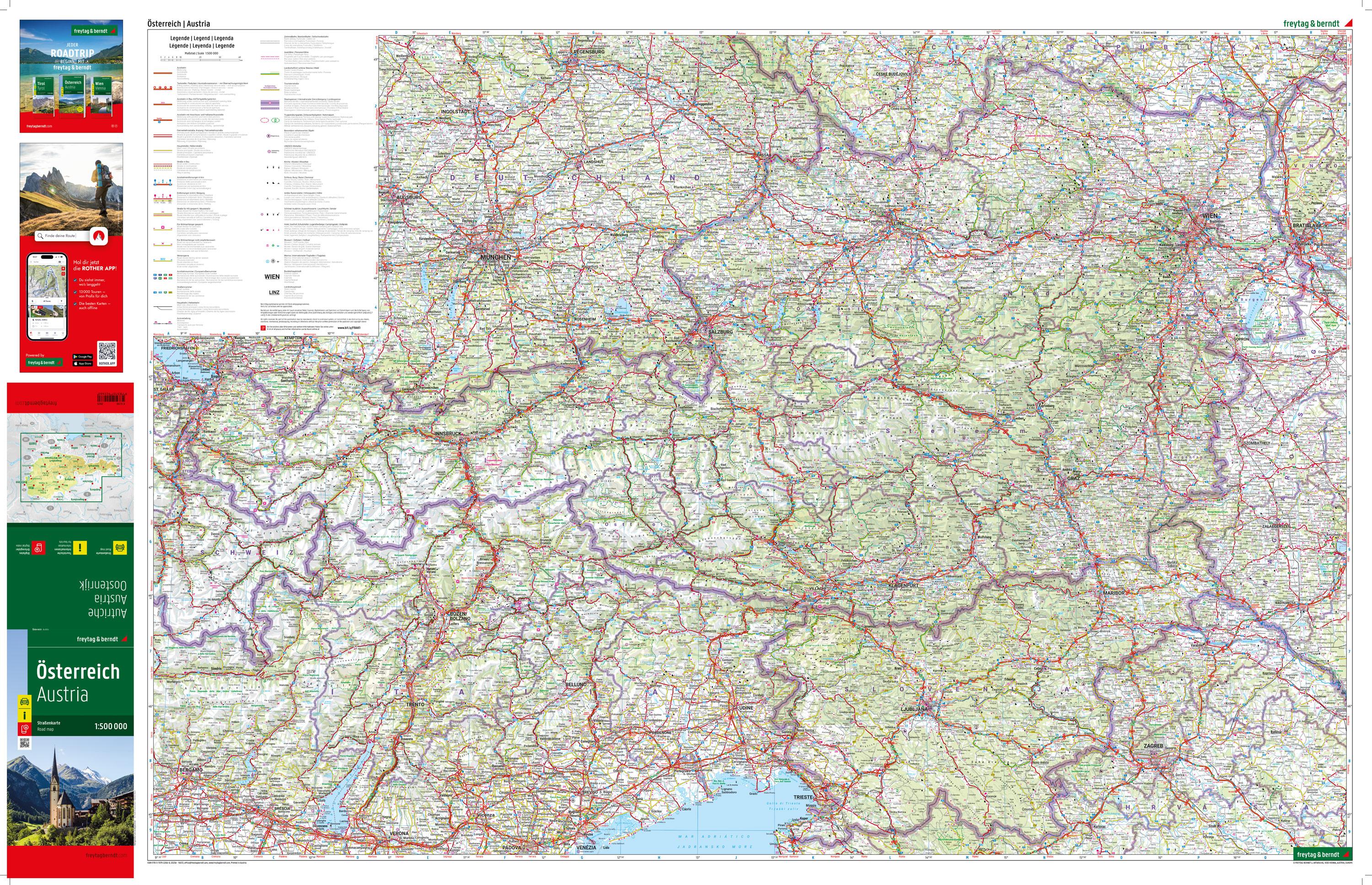 Österreich, Straßenkarte 1:500.000, freytag & berndt