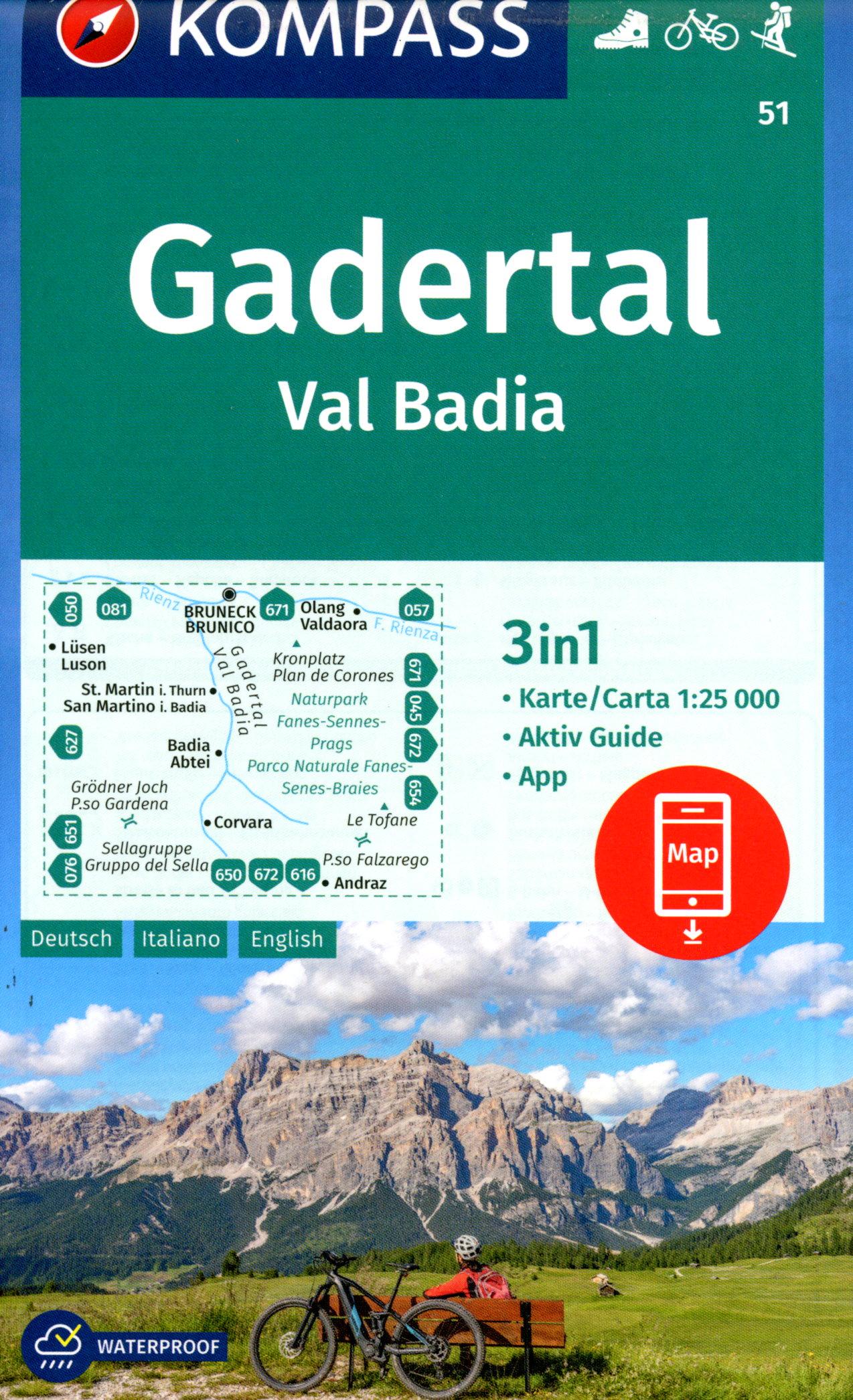 KOMPASS Wanderkarte 51 Gadertal / Val Badia 1:25.000