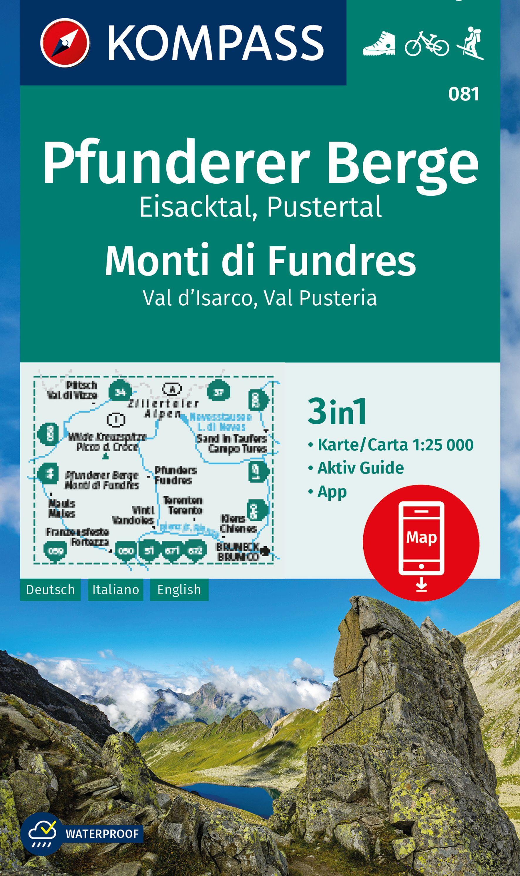 KOMPASS Wanderkarte 081 Pfunderer Berge/Monti di Fundres 1:25.000