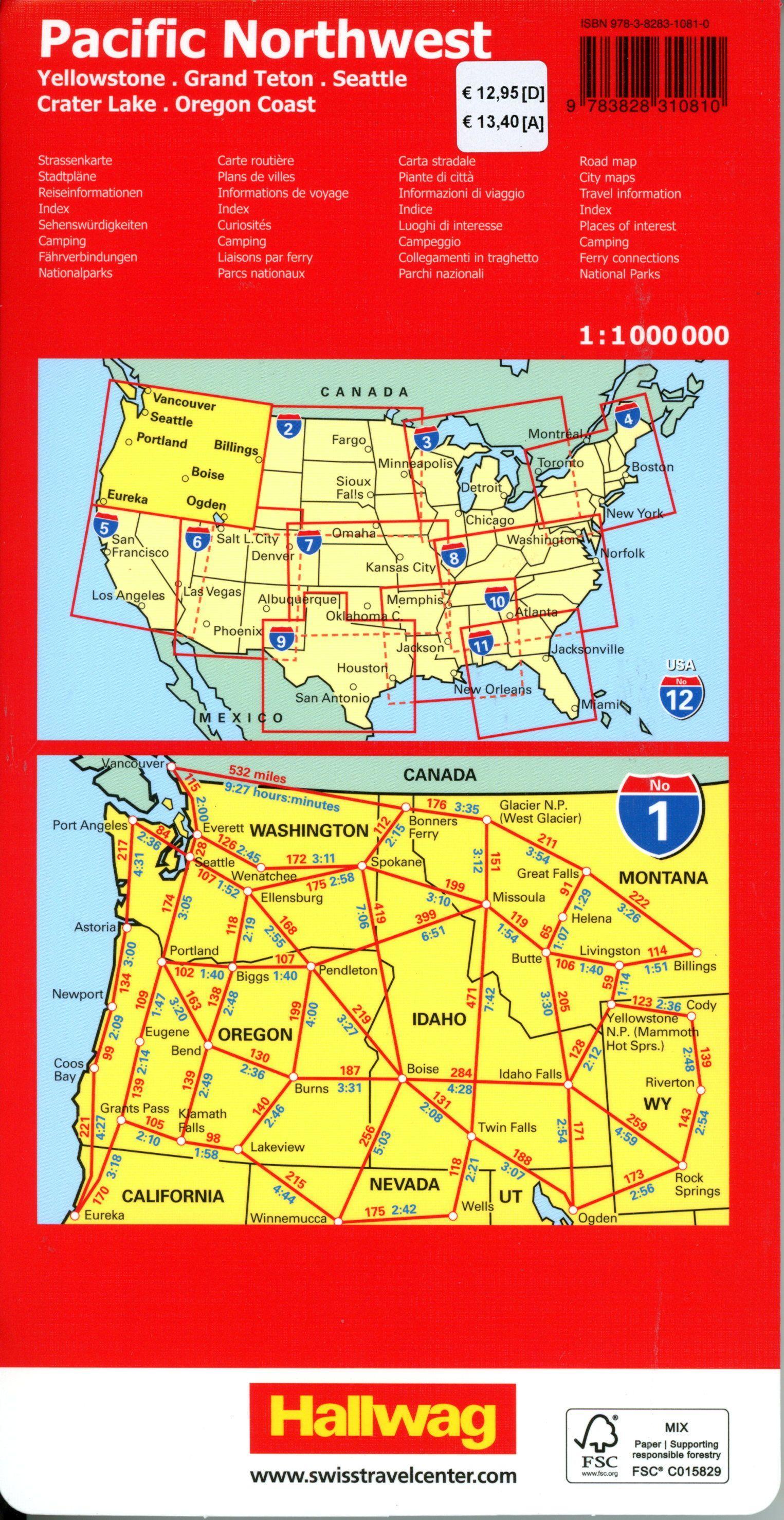 Hallwag Strassenkarte USA, Pacific Northwest 1:1 Mio.