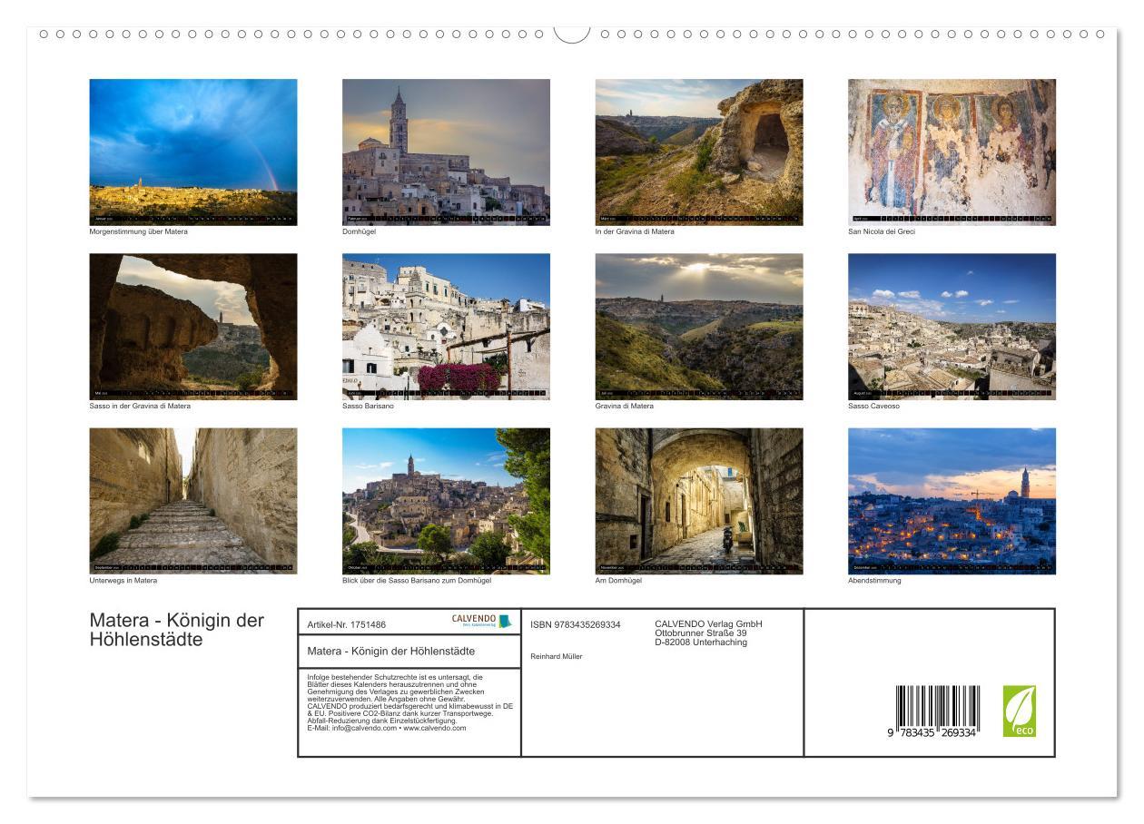 Matera - Königin der Höhlenstädte (hochwertiger Premium Wandkalender 2025 DIN A2 quer), Kunstdruck in Hochglanz