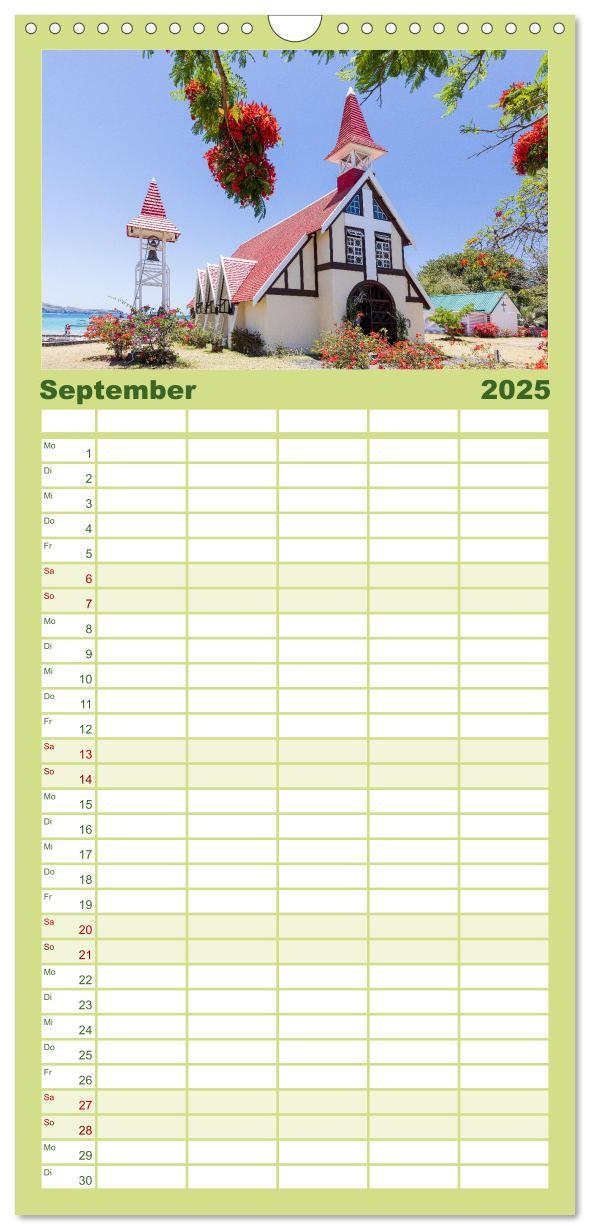 Familienplaner 2025 - Trauminseln der Welt - Mauritius mit 5 Spalten (Wandkalender, 21 x 45 cm) CALVENDO