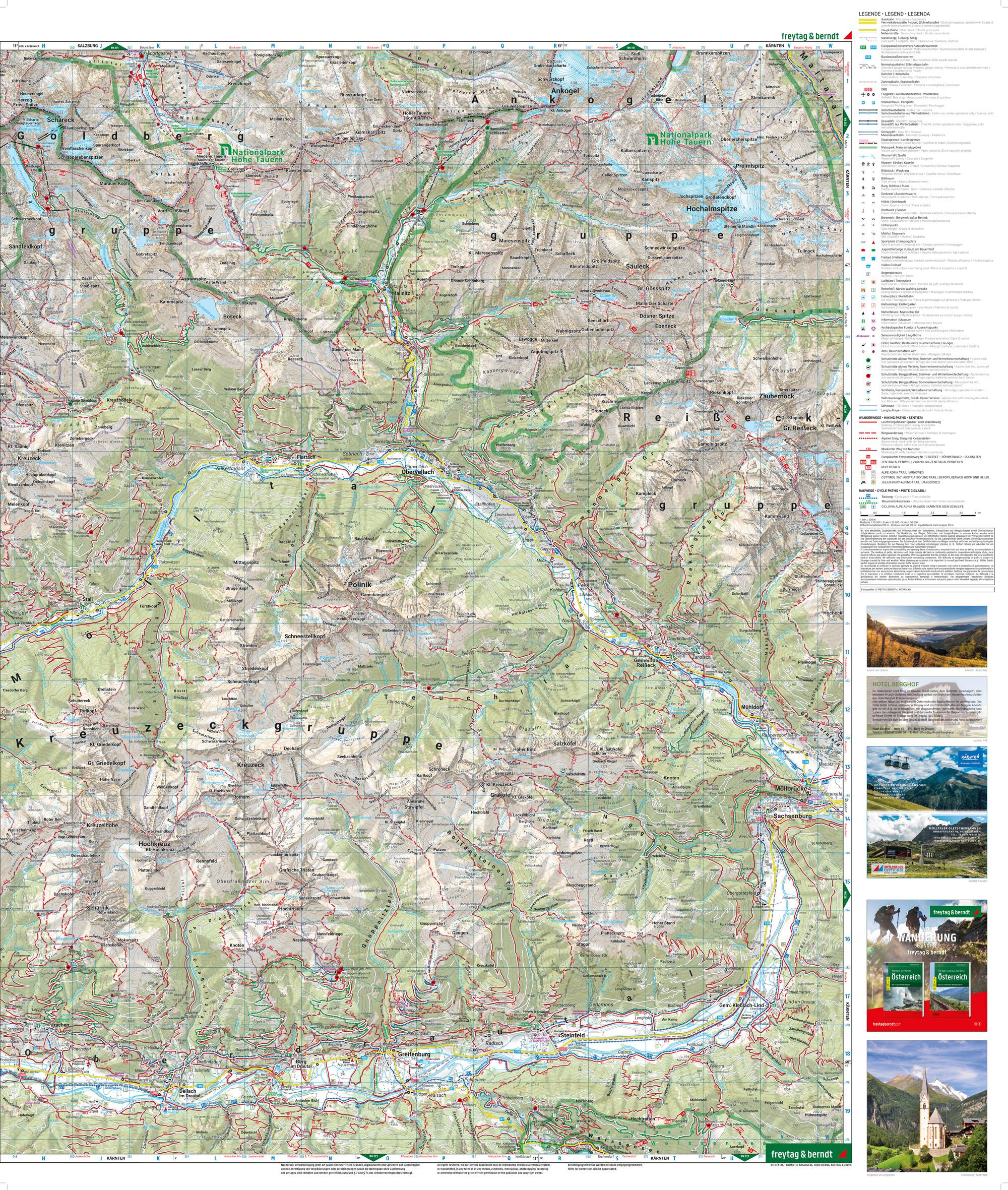 Mölltal, Wander-, Rad- und Freizeitkarte 1:50.000, freytag & berndt, WK 225