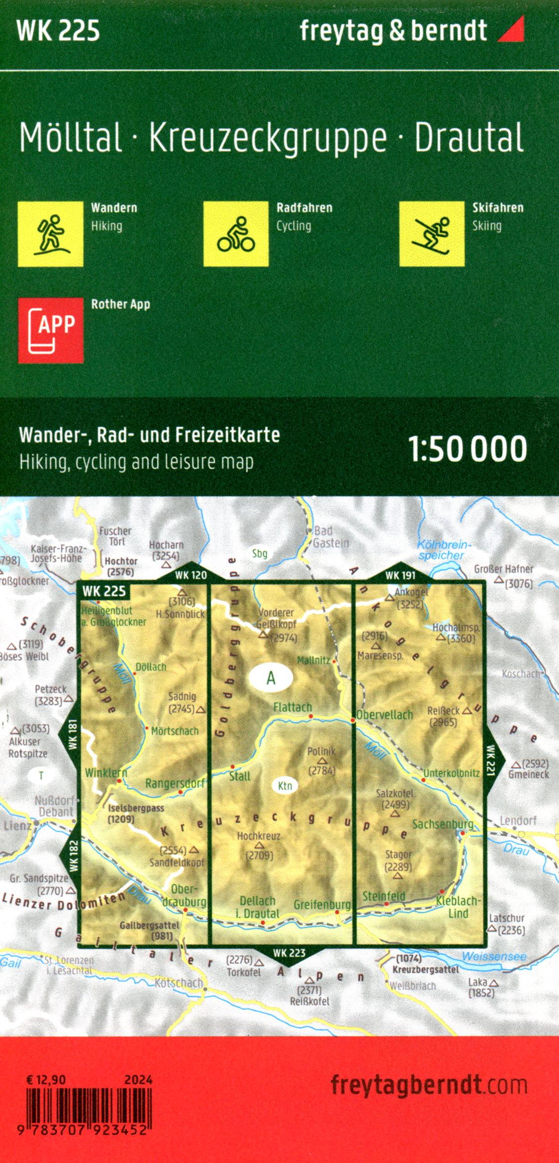 Mölltal, Wander-, Rad- und Freizeitkarte 1:50.000, freytag & berndt, WK 225