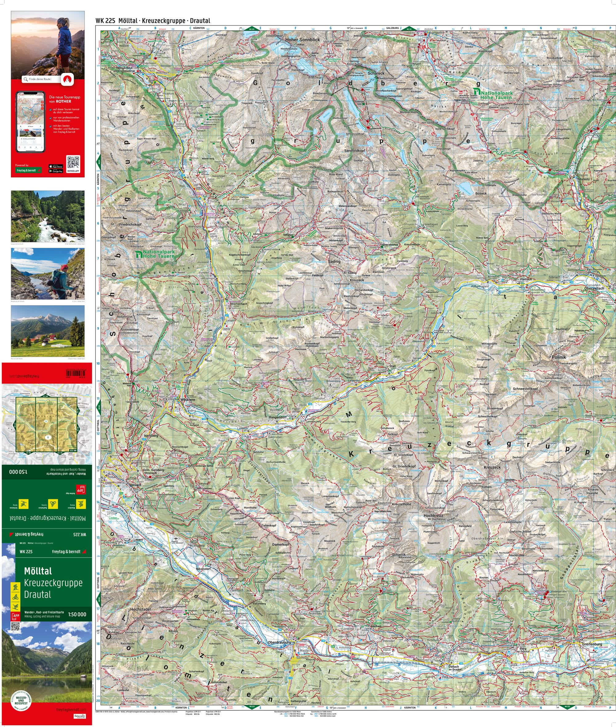 Mölltal, Wander-, Rad- und Freizeitkarte 1:50.000, freytag & berndt, WK 225