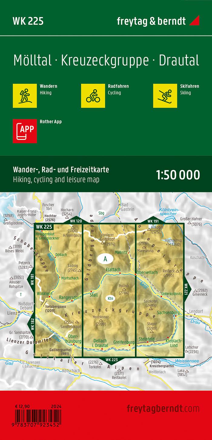 Mölltal, Wander-, Rad- und Freizeitkarte 1:50.000, freytag & berndt, WK 225