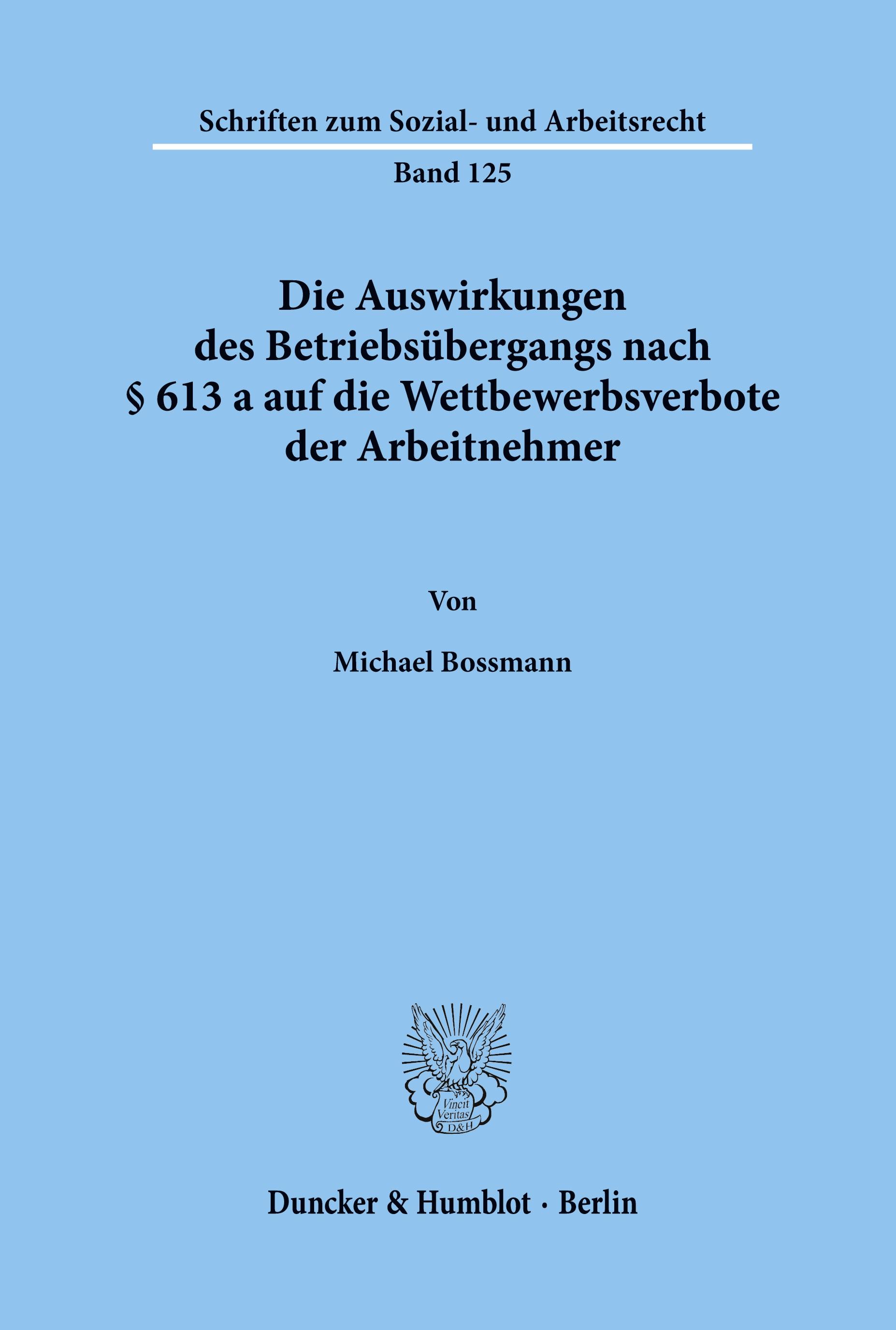 Die Auswirkungen des Betriebsübergangs nach § 613 a auf die Wettbewerbsverbote der Arbeitnehmer.