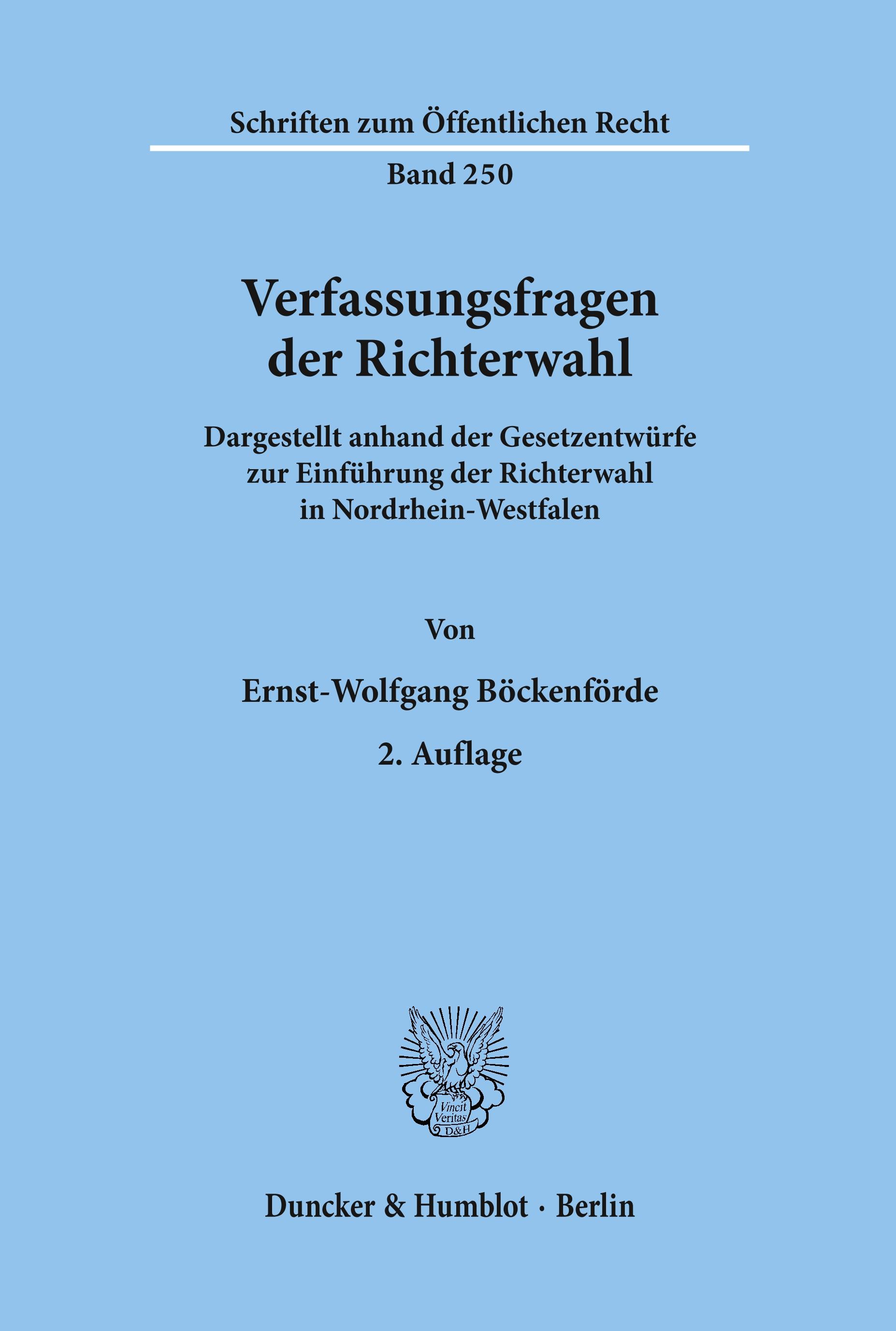 Verfassungsfragen der Richterwahl.