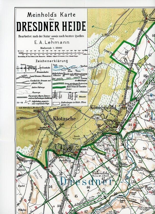 Wanderkarte der Dresdner Heide um 1908