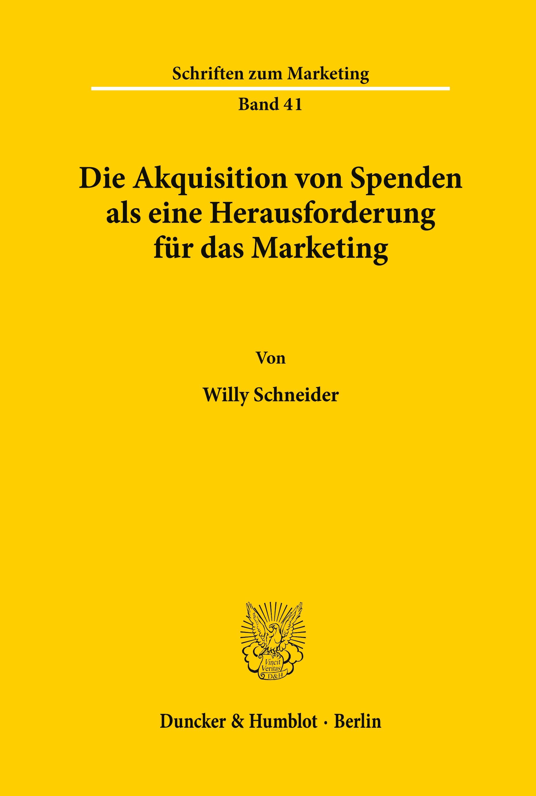 Die Akquisition von Spenden als eine Herausforderung für das Marketing.