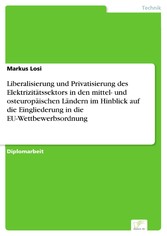 Liberalisierung und Privatisierung des Elektrizitätssektors in den mittel- und osteuropäischen Ländern im Hinblick auf die Eingliederung in die EU-Wettbewerbsordnung