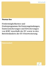 Fördermöglichkeiten und Förderprogramme für Existenzgründungen, Existenzsicherungen und Erweiterungen von KMU innerhalb der EU sowie in den Beitrittsländern der EU-Osterweiterung