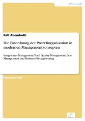 Die Einordnung der Prozeßorganisation in modernen Managementkonzepten