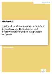 Analyse der einkommensteuerrechtlichen Behandlung von Kapitallebens- und Rentenversicherungen im europäischen Vergleich