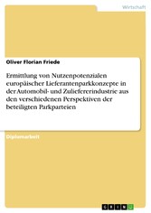 Ermittlung von Nutzenpotenzialen europäischer Lieferantenparkkonzepte in der Automobil- und Zuliefererindustrie aus den verschiedenen Perspektiven der beteiligten Parkparteien