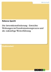 Die Investitionsförderung - Erreichte Wirkungen im Transformationsprozess und die zukünftige Weiterführung