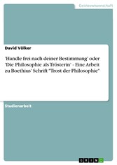 'Handle frei nach deiner Bestimmung' oder 'Die Philosophie als Trösterin' - Eine Arbeit zu Boethius' Schrift 'Trost der Philosophie'