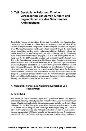 Die staatliche Einflussnahme auf den Tabakkonsum von Kindern und Jugendlichen in Deutschland