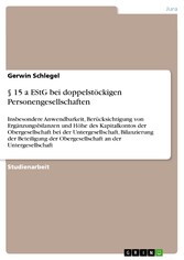 § 15 a EStG bei doppelstöckigen Personengesellschaften