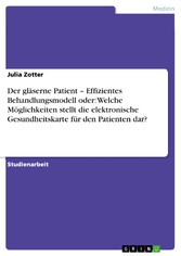 Der gläserne Patient - Effizientes Behandlungsmodell  oder: Welche Möglichkeiten stellt die elektronische Gesundheitskarte für den Patienten dar?