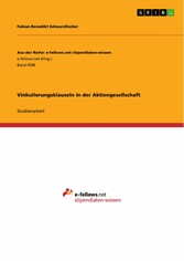 Vinkulierungsklauseln in der Aktiengesellschaft