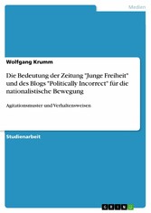 Die Bedeutung der Zeitung 'Junge Freiheit' und des Blogs 'Politically Incorrect' für die nationalistische Bewegung