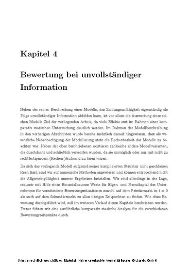 Bewertung von Kreditrisiko bei unvollständiger Information