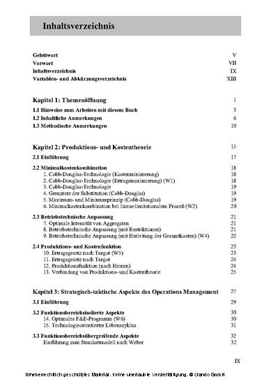 Arbeitsbuch zum Operations Management