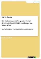 Die Bedeutung von Corporate Social Responsibility (CSR) für das Image von Automarken