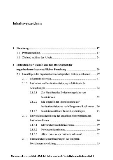 Institutioneller Wandel und Organisationen