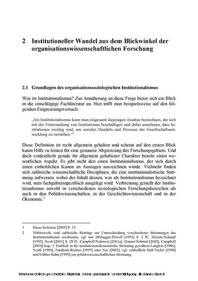 Institutioneller Wandel und Organisationen