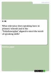 What relevance does speaking have in primary schools and is the 'Teilrahmenplan' aligned to meet the needs of speaking skills?