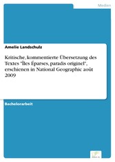 Kritische, kommentierte Übersetzung des Textes 'Îles Éparses, paradis originel', erschienen in National Geographic août 2009