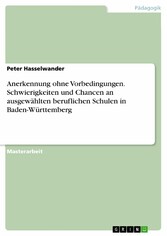 Anerkennung ohne Vorbedingungen. Schwierigkeiten und Chancen an ausgewählten beruflichen Schulen in Baden-Württemberg