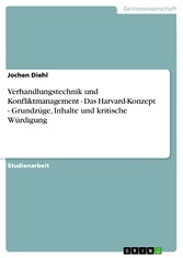 Verhandlungstechnik und Konfliktmanagement - Das Harvard-Konzept - Grundzüge, Inhalte und kritische Würdigung