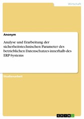 Analyse und Erarbeitung der sicherheitstechnischen Parameter des betrieblichen Datenschutzes innerhalb des ERP-Systems