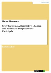 Crowdinvesting. Anlagemotive, Chancen und Risiken aus Perspektive der Kapitalgeber