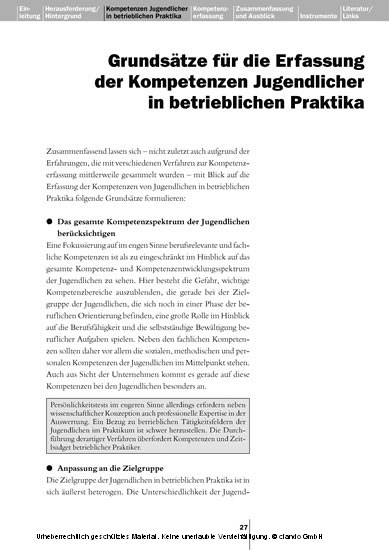 Kompetenzfeststellung in betrieblichen Praktika